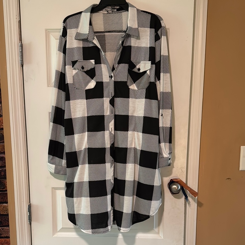 White Mark | Monochrome Striped Shirt-Dress